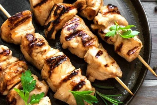 Grilled Hickory Maple Garlic Chicken Skewers
