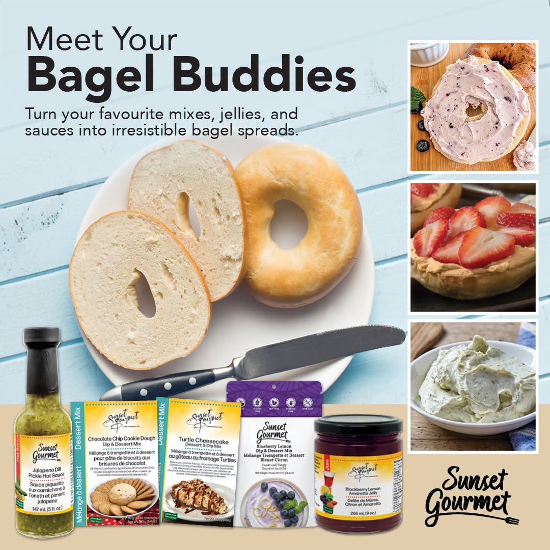 Bagel lovers, this one’s for you! 🥯✨ Give your favourite bagel a flavour upgrade with homemade spreads made using these delicious mixes, jellies, and sauces. From sweet and creamy to savoury with a little kick, Sunset Gourmet favourites make it easy to create a bagel topping everyone will love!
• Blackberry Lemon Amaretto Jelly
• Blueberry Lemon Dip & Dessert Mix
• Chocolate Chip Cookie Dough Dip & Dessert Mix
• Jalapeno Dill Pickle Hot Sauce
• Turtle Cheesecake Dip & Dessert Mix
#sunsetgourmet #bagels